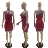 Sexy One-Shoulder Print Panel Dress
