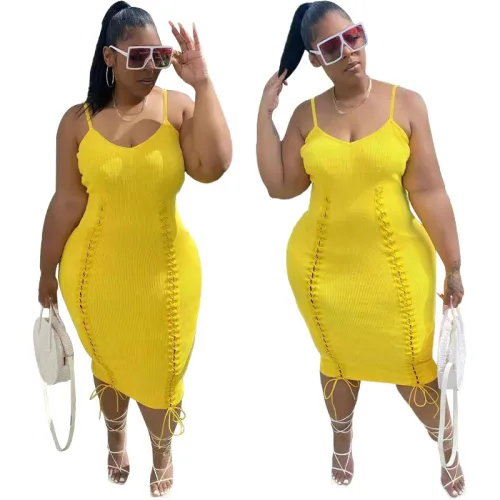 High Waist Sling Dress Tie Tight Sexy Plus Size Dress