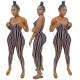 Stylish Vertical Stripe Print Suspender Jumpsuit