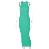 Fashion Casual Knit Sleeveless Round Neck Dress