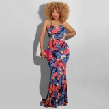 new dress leaf print slim long skirt