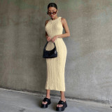 Fashion Casual Knit Sleeveless Round Neck Dress