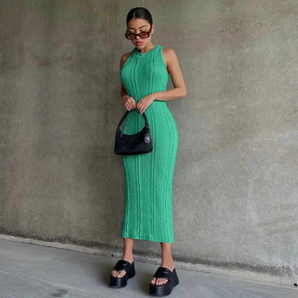 Fashion Casual Knit Sleeveless Round Neck Dress