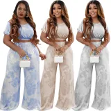 New women's tie-dye plus size fashion casual suit