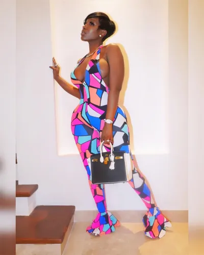 Sexy Fashion Print Open Back Wide Leg Jumpsuit