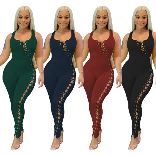 Hollow straps fashion sexy tights jumpsuit