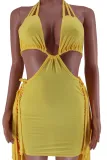 Women's suspenders open back tassel hollow short connection