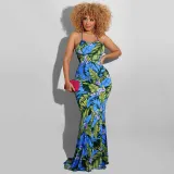 new dress leaf print slim long skirt