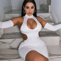 Solid Color Sexy Cutout Bodysuit