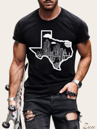 Texas Map With Aztec Pattern S-5XL Oversized Men's Short Sleeve T-Shirt Plus Size Casual Loose Shirt