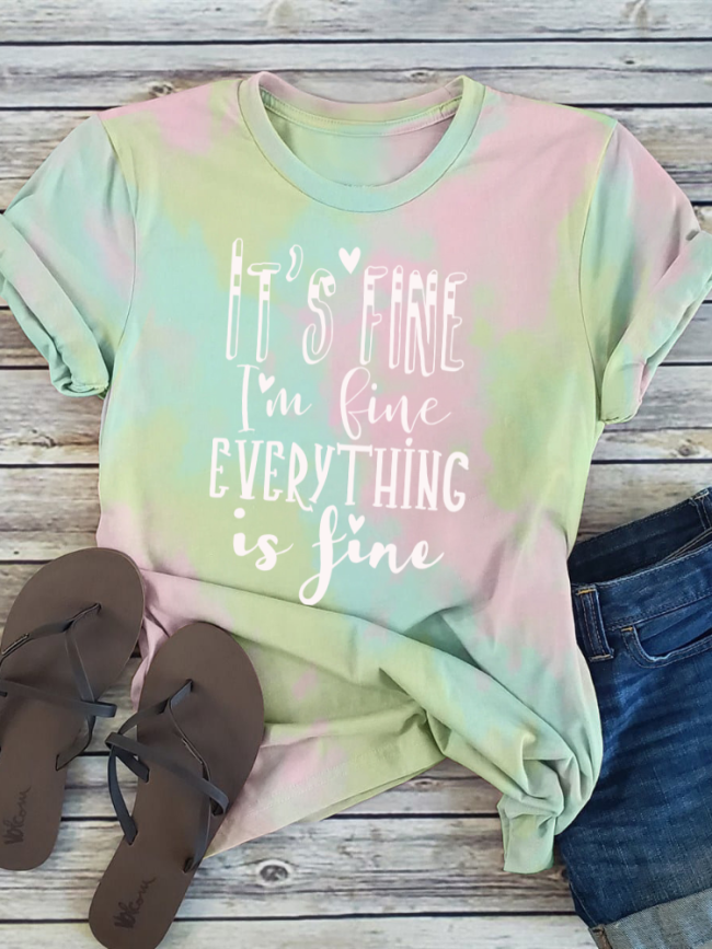 It' Fine,I'am Fine Everything is Fine Boutique Oversized Boyfriend Tie Dye Tee Couture Fashion
