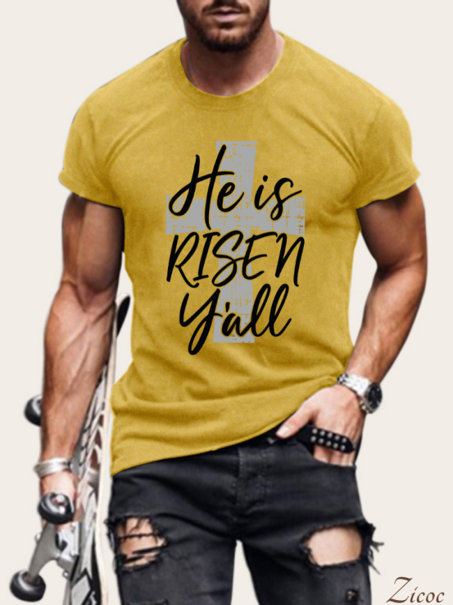 He is Risen Y'all Cross S-5XL Oversized Men's Short Sleeve T-Shirt Plus Size Casual Loose Shirt
