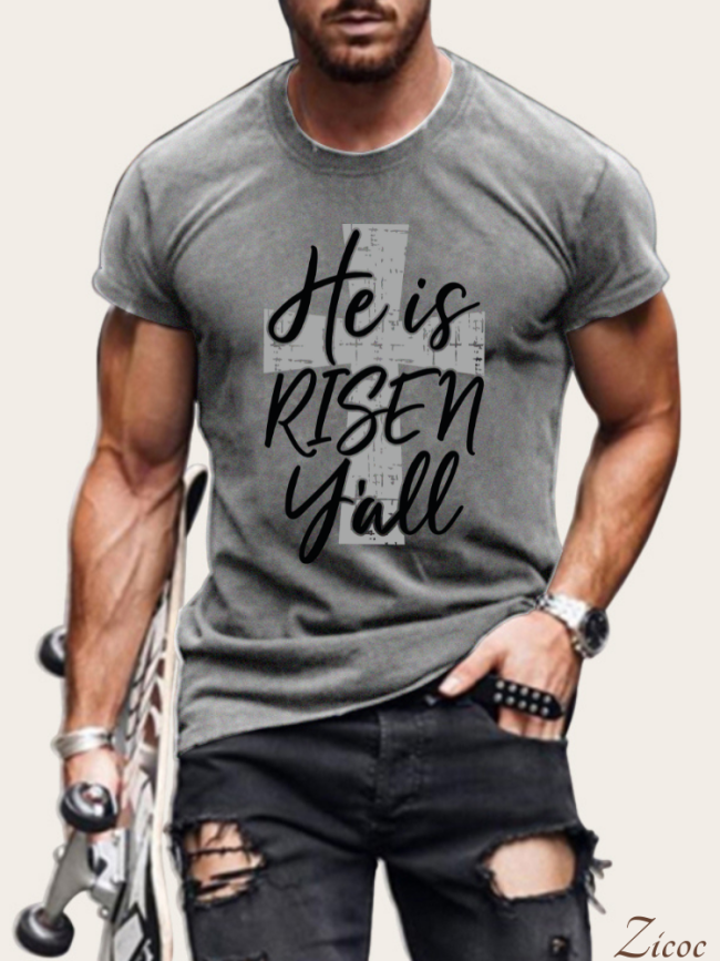 He is Risen Y'all Cross S-5XL Oversized Men's Short Sleeve T-Shirt Plus Size Casual Loose Shirt