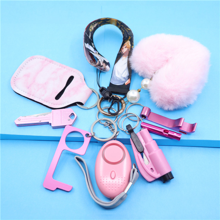 Verified self defense keychain manufacturer wholesale women self defense alarm keychain accessories set survival for women