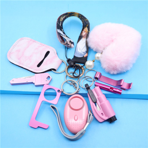 Verified self defense keychain manufacturer wholesale women self defense alarm keychain accessories set survival for women
