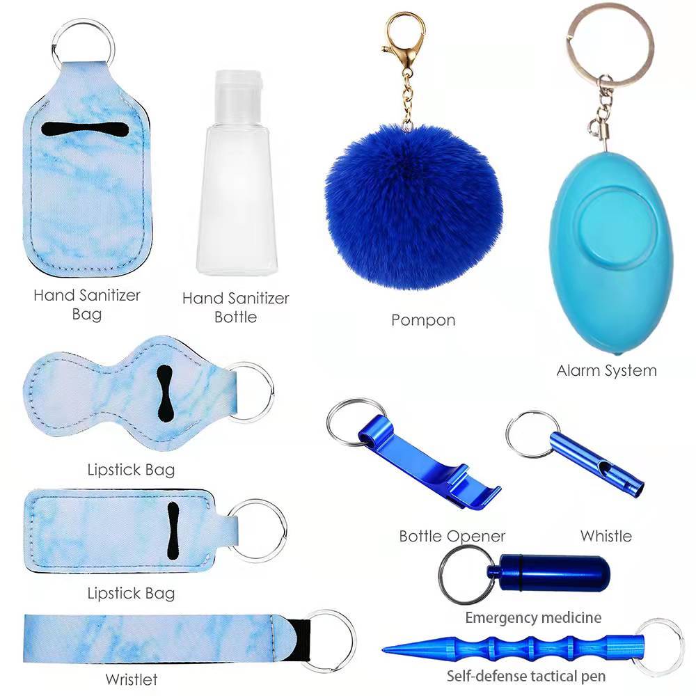 Verified self defense keychain manufacturer wholesale women self defense alarm keychain accessories set survival for women