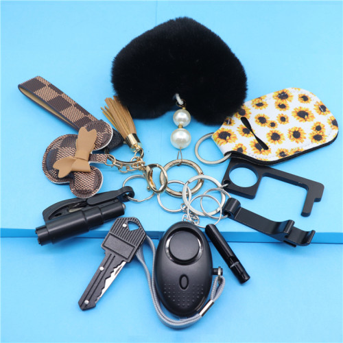 Verified self defense keychain manufacturer wholesale women self defense alarm keychain accessories set survival for women