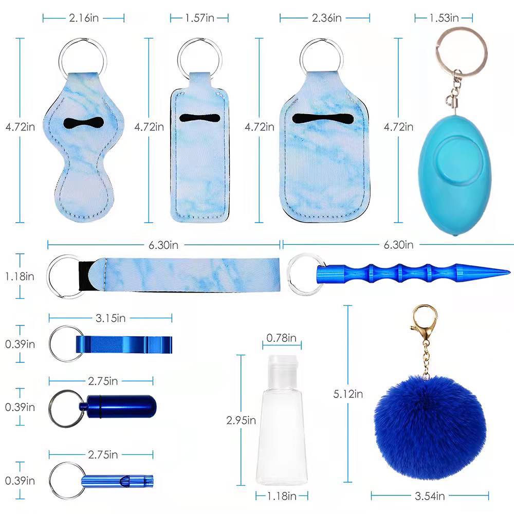 Verified self defense keychain manufacturer wholesale women self defense alarm keychain accessories set survival for women