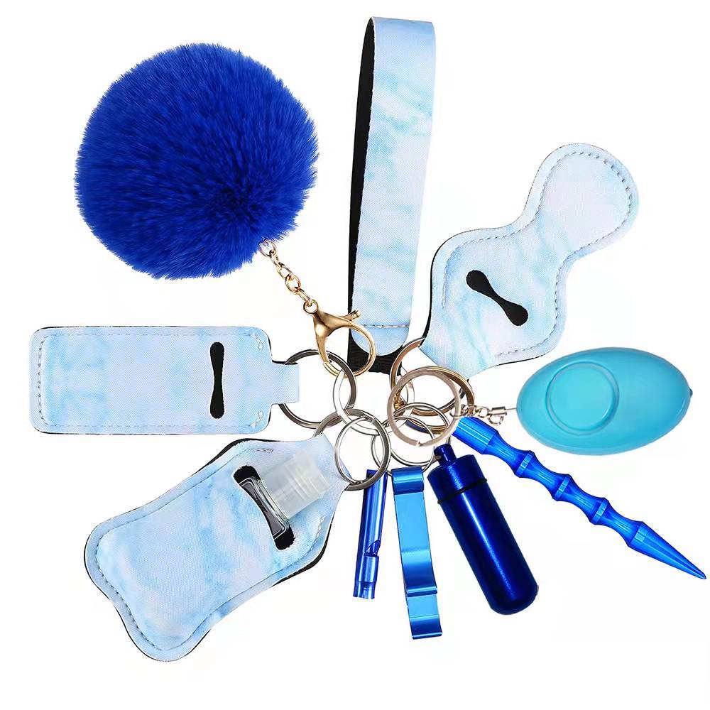 Verified self defense keychain manufacturer wholesale women self defense alarm keychain accessories set survival for women