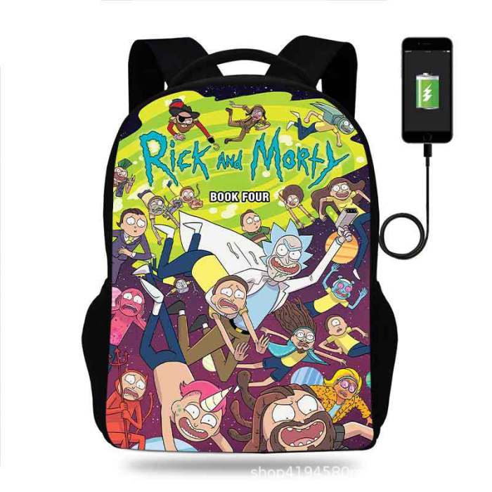 Rick and Morty Cartoon Children School Bag Backpack BB-004