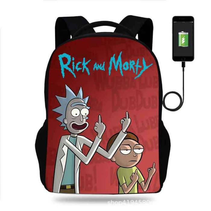 Rick and Morty Cartoon Children School Bag Backpack BB-004