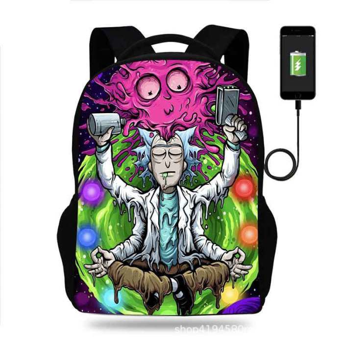 Rick and Morty Cartoon Children School Bag Backpack BB-004