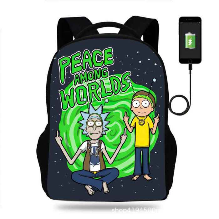 Rick and Morty Cartoon Children School Bag Backpack BB-004