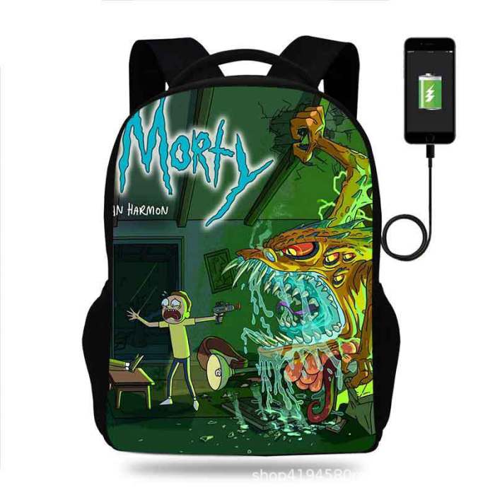 Rick and Morty Cartoon Children School Bag Backpack BB-004