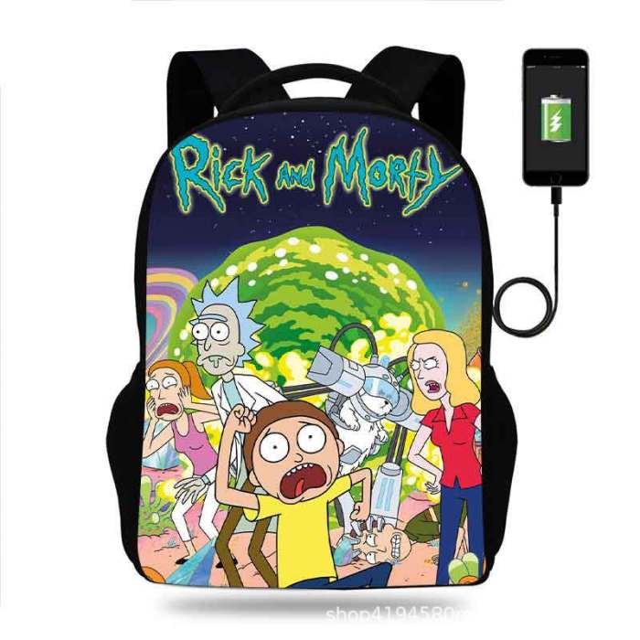 Rick and Morty Cartoon Children School Bag Backpack BB-004