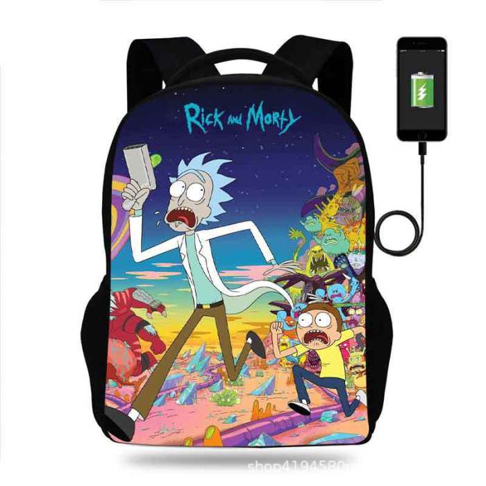 Rick and Morty Cartoon Children School Bag Backpack BB-004