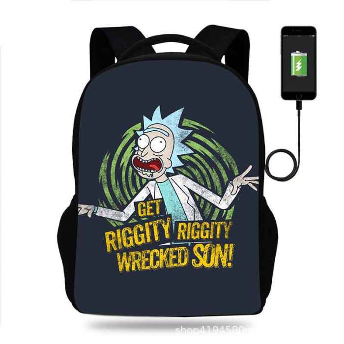 Rick and Morty Cartoon Children School Bag Backpack BB-004