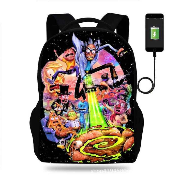 Rick and Morty Cartoon Children School Bag Backpack BB-004