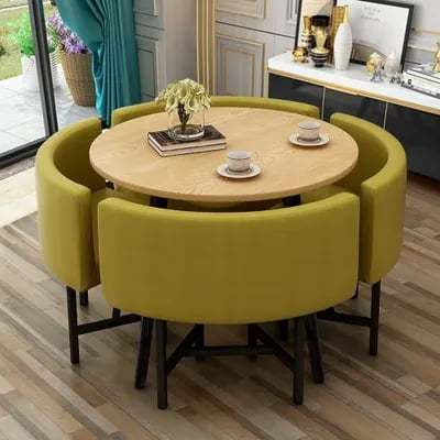 Us 49 98 39 4 Round Wooden Small Dining Table With Upholstered Chairs Set Specificmarkets Com 39 4 Round Wooden Small Dining Table, Small Circular Dining Table Sets