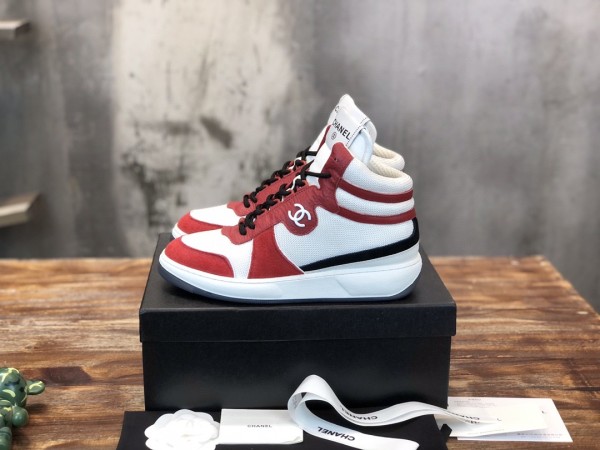 Chanel 2022 Ladies High Top New Casual Sneakers Laces Original Box