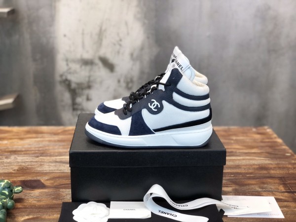 Chanel 2022 Ladies High Top New Casual Sneakers Laces Original Box