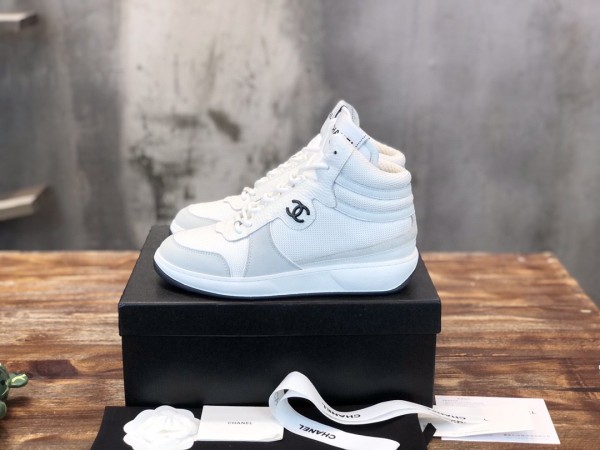 Chanel 2022 Ladies High Top New Casual Sneakers Laces Original Box