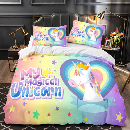 Cartoon Unicorn Bedding Set Quilt Duvet Cover Bedding Sets Kids Gift