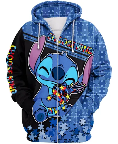 Choose Kind 3D Stitch Cartoon Printed Hoodie
