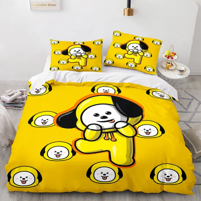 Cartoon Bt21 Bedding Set Throw Quilt Duvet Cover Bedding Sets