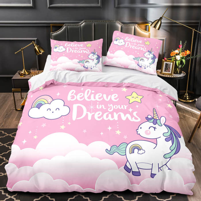 Cartoon Unicorn Bedding Set Quilt Duvet Cover Bedding Sets Kids Gift