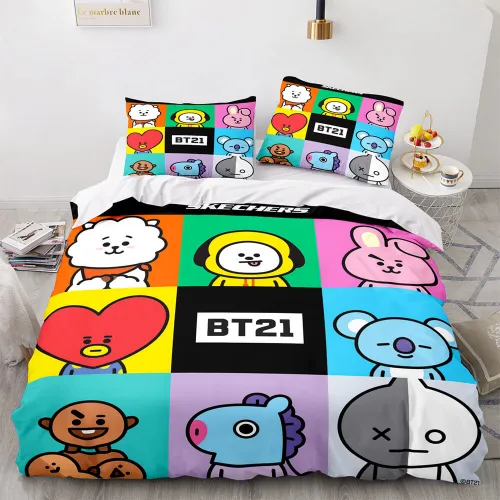 Cartoon Bt21 Bedding Set Throw Quilt Duvet Covers Bedding Sets