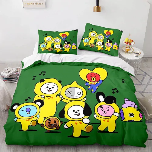 Cartoon Bt21 Bts Butter Bedding Set Quilt Duvet Cover Bedding Sets