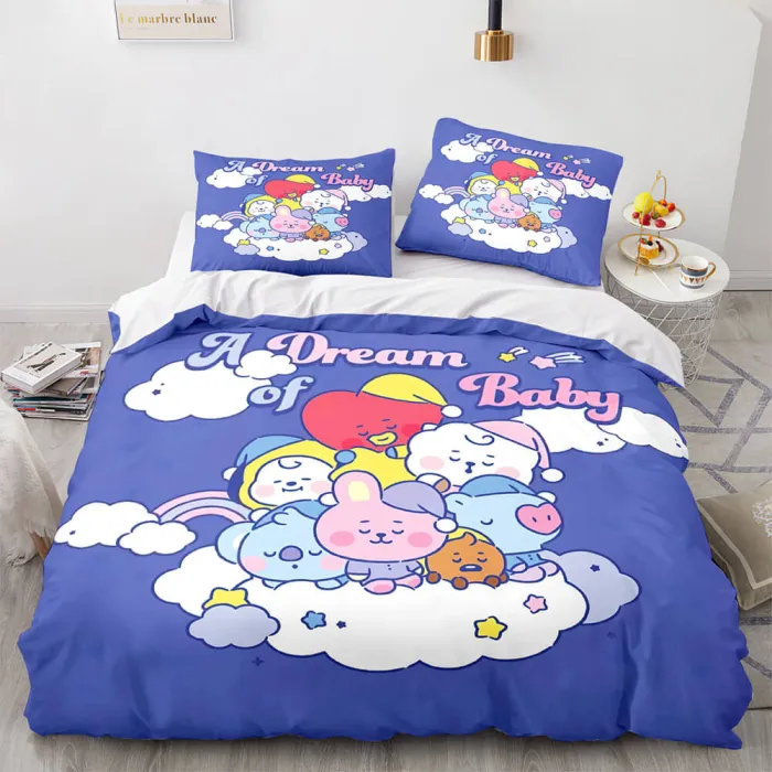 Cartoon Bt21 Bedding Set Throw Quilt Duvet Cover Bedding Sets