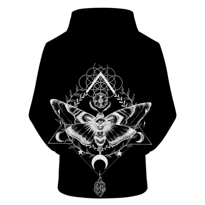 Black And White Moth 3D Printed Hoodie