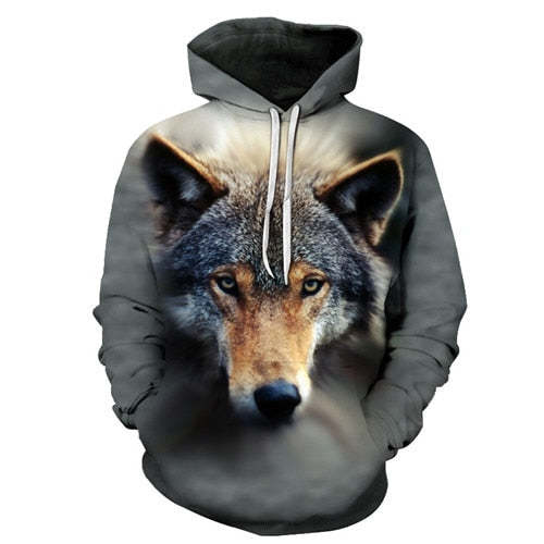 3D Wolf Printed Hoodie