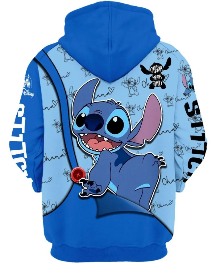 Adorable 3D Stitch Cartoon Printed Hoodie