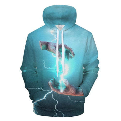 Blue Electric Hand 3D Hoodie