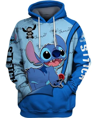 Adorable 3D Stitch Cartoon Printed Hoodie