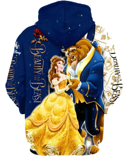 Dark Blue Beauty And The Beast 3D Printed Hoodie