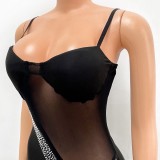 Sexy Sling Diamonds Split Dress